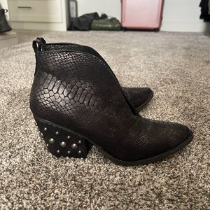 Coconuts by Matisse studded black snakeskin booties